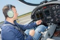 pilot operating cockpit controls Royalty Free Stock Photo