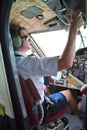 Pilot operating the seaplane