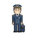 Pilot pixel art on white background. Vector illustration.