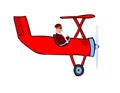 Pilot and the red plane (vector) Royalty Free Stock Photo