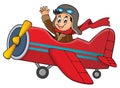 Pilot in retro airplane theme image 1 Royalty Free Stock Photo