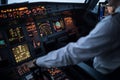 Pilot`s hand accelerating on the throttle  during takeoff Royalty Free Stock Photo