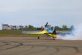 The pilot is showing mastery of control his plane on the ground