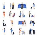 Pilot And Stewardess Flat Icons Set Royalty Free Stock Photo