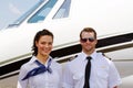 Pilot and stewardess ready for passengers