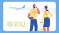 Pilot and Stewardess Vector Web Banner with Text