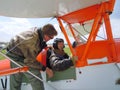 Pilot training in old biplane