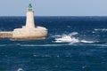 Pilot vessel entering back to harbor Royalty Free Stock Photo