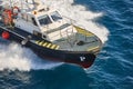Pilot vessel operating on the sea. Harbor maritime control. Nautical Royalty Free Stock Photo