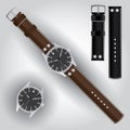 Pilot watch with leather strap eps10