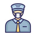 Pilot Wearing mask Vector Icon which can easily modify or edit