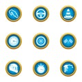 Pilotage icons set, flat style Royalty Free Stock Photo