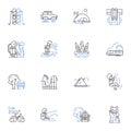 Piloting line icons collection. Aviation, Flight, Navigation, Altitude, Aircraft, Cockpit, Glide vector and linear