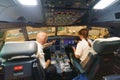 Pilots in aircraft cockpit Royalty Free Stock Photo