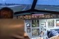 Pilots in a cockpit of an airplane Royalty Free Stock Photo