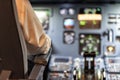 Pilots in a cockpit of an airplane Royalty Free Stock Photo