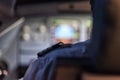 Pilots in a cockpit of an airplane Royalty Free Stock Photo