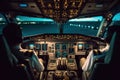 Pilots in Cockpit Preparing for Takeoff at the Airport. created with Generative AI Royalty Free Stock Photo