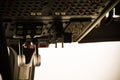 The pilots' control panel inside a passenger airplane, Control panel of airplane Royalty Free Stock Photo