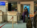 Pilots in a Delta gate preparing to fly out to their destination at the Orlando International Airport