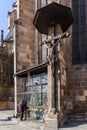 Pilsen, Czech republic - 02/21/2018: Angel on St. Bartholomew`s church