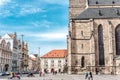 Pilsen Plzen, Czech Republic - May 27, 2018: St. Bartholomew`s Cathedral on Republic Square in Plze