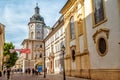 Pilsen Plzen, Czech Republic - May 27, 2018: Street of the city and building of Research Library