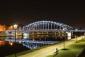 Pilsudski bridge, Krakow, Poland at night