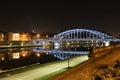 Pilsudski bridge, Krakow, Poland at night