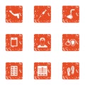 Pilule icons set, grunge style