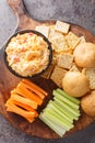 Pimento cheese is a popular Southern spread made with shredded Cheddar, mayonnaise, and pimentos served on crackers and vegetables Royalty Free Stock Photo