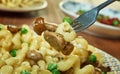 Pimiento Mac With Wild Mushrooms And Peas