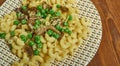 Pimiento Mac With Wild Mushrooms And Peas