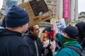 PIMLICO, LONDON - 11 February 2023: People harassing a livestreamer whilst protesting in support of Drag Queen Story Hour at Tate Royalty Free Stock Photo