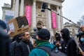 PIMLICO, LONDON - 11 February 2023: People harassing a livestreamer whilst protesting in support of Drag Queen Story Hour at Tate Royalty Free Stock Photo