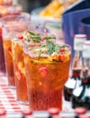 Pimm`s Cocktail Pitchers, Outdoor Summer Bar.