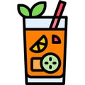 Pimm`s cup Cocktail icon, Alcoholic mixed drink vector Royalty Free Stock Photo