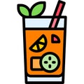 Pimm`s cup Cocktail icon, Alcoholic mixed drink vector