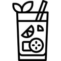 Pimm`s cup Cocktail icon, Alcoholic mixed drink vector