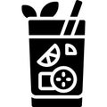 Pimm`s cup Cocktail icon, Alcoholic mixed drink vector