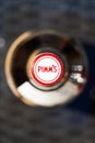 Pimms bottle top view Royalty Free Stock Photo