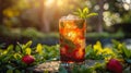 Pimms Cup in an English country garden