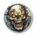 Realistic 3d Zombie Badge With Vibrant Cartoonish Style