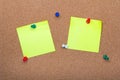 Pin board texture for background, corolful pins and sticky notes Royalty Free Stock Photo