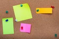 Pin board texture for background, corolful pins and sticky notes Royalty Free Stock Photo