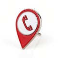 Pin call location on white background