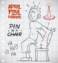 Pin in Chair Prank for April Fools' Day, Vector Illustration