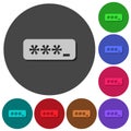 PIN code icons with shadows on round backgrounds