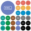 PIN code outline round flat multi colored icons Royalty Free Stock Photo