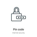 Pin code outline vector icon. Thin line black pin code icon, flat vector simple element illustration from editable internet Royalty Free Stock Photo